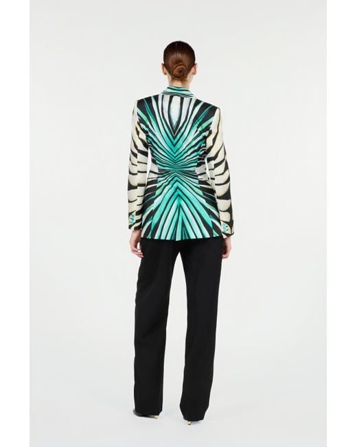 Roberto Cavalli Green Ray Of Sea Print Silk Jacket