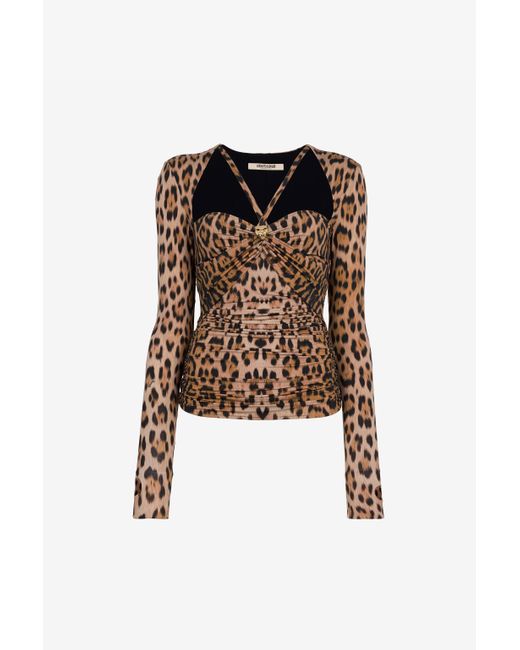 Roberto Cavalli Black Jaguar Print Long-Sleeve Top