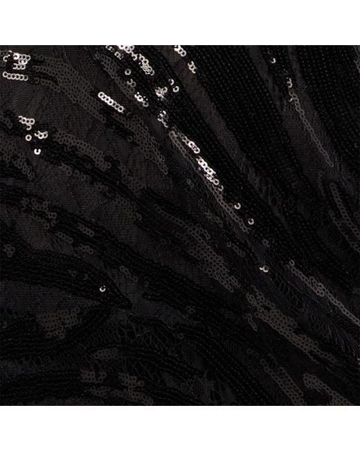 Roberto Cavalli Black See-Through Dress With Sequined Zebra Pattern