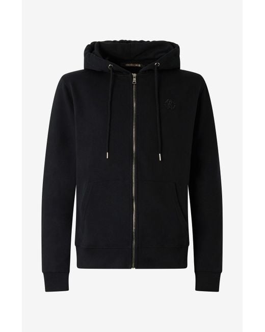Felpa Nera Con Cappuccio E Zip di Roberto Cavalli in Black da Uomo