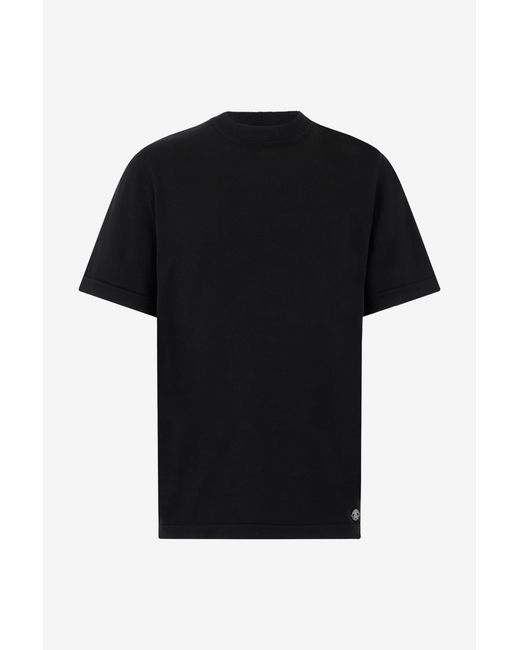 Roberto Cavalli Black Mock Neck T-Shirt for men