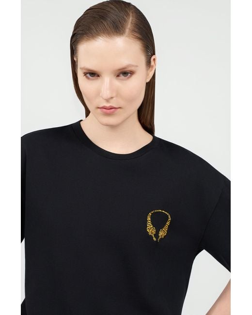 Roberto Cavalli Black Cotton T-Shirt With Tigers
