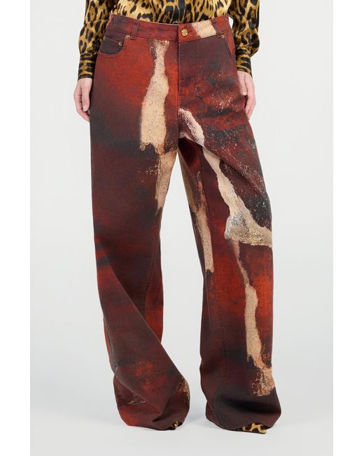 Roberto Cavalli Red Faded-Dye Effect Denim Jeans