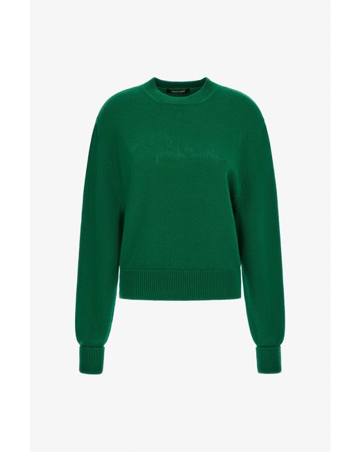 Roberto Cavalli Green Cropped Knitted Sweater