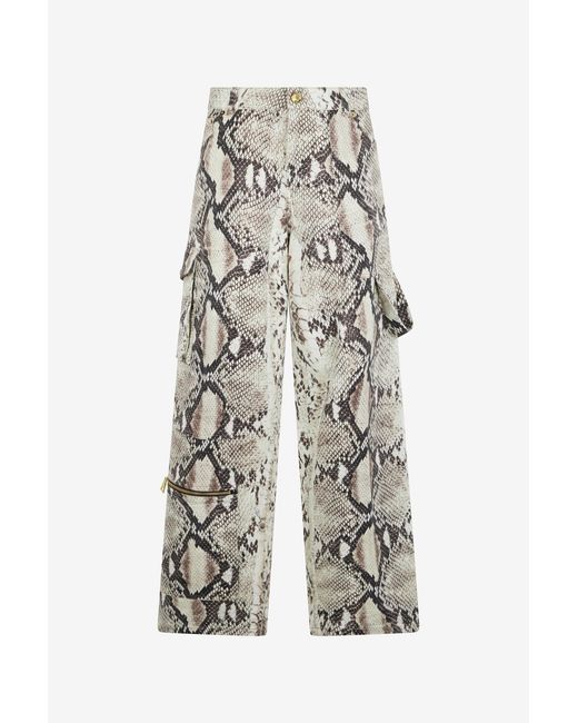 Roberto Cavalli Multicolor Rock Cargo Jeans With Python Print