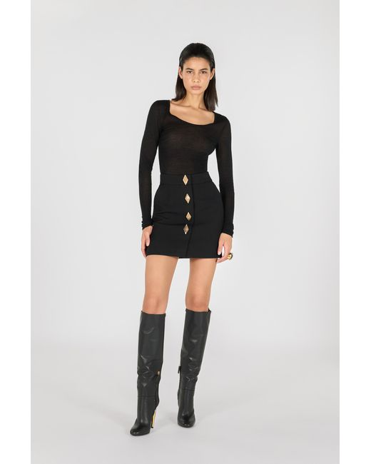 Roberto Cavalli Black Miniskirt With Jewel Buttons