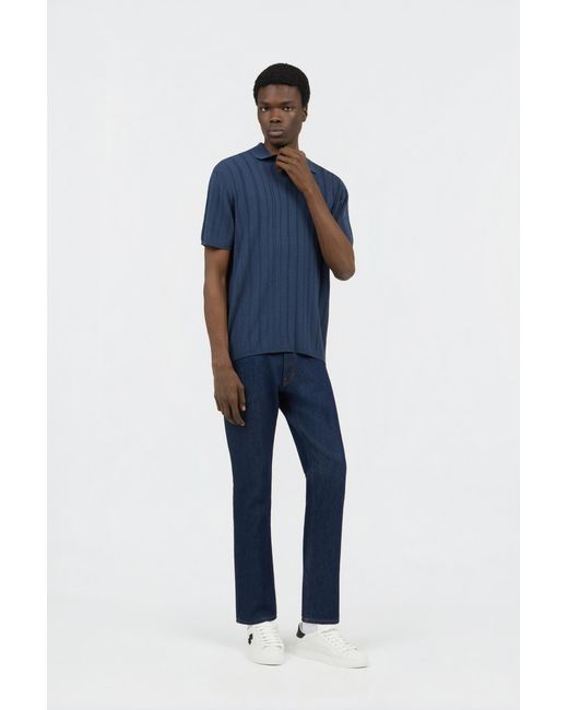 Roberto Cavalli Blue Ribbed Polo for men