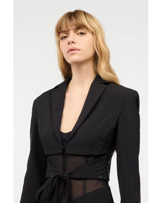 Roberto Cavalli Black Dress With Mini Rhinestone-Detailed Zebra Design