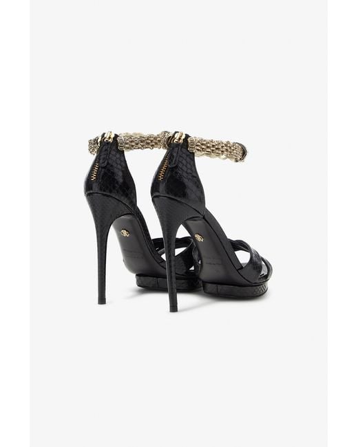 Roberto Cavalli Black Panther-Head High-Heel Sandals
