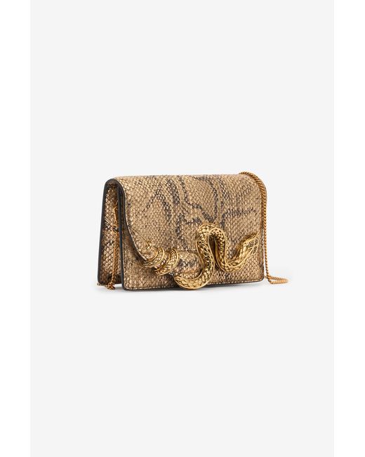 Roberto Cavalli Natural Bag With Golden Python And Snake Motif