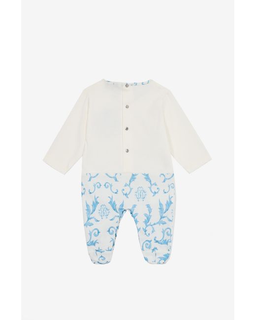 Set Berretto, Bavaglino E Tutina Monogram Rc E Stampa di Roberto Cavalli in Blue