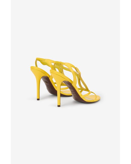 Roberto Cavalli Yellow Leather Sandals With Snake Detail