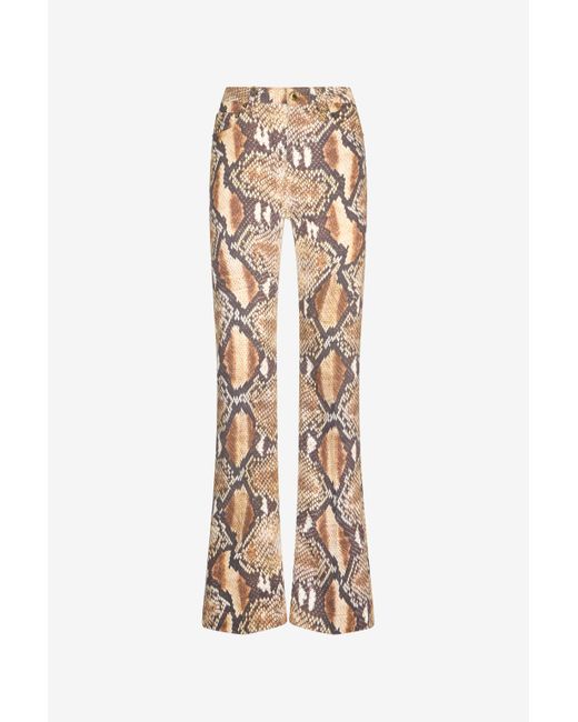Roberto Cavalli White Python Print Denim