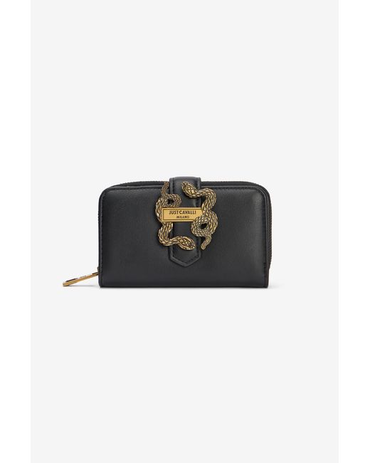 Roberto Cavalli Black Wallet With Logo Tag