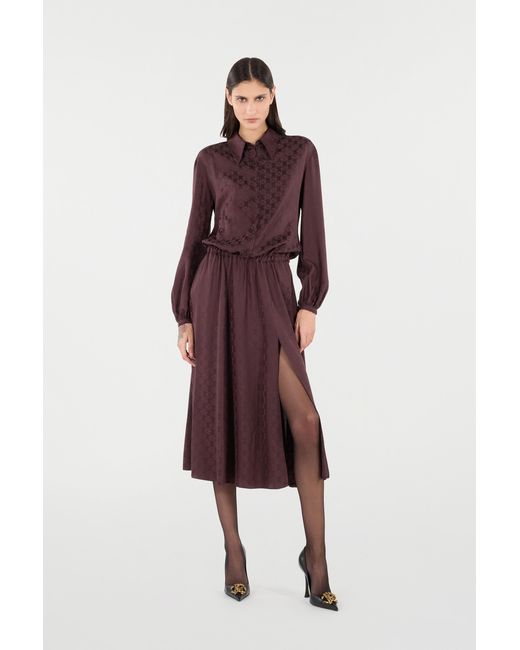 Roberto Cavalli Purple Shirt Dress With Mirror Snake Monogram