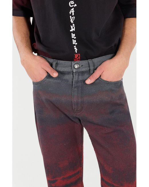 Roberto Cavalli Red Jeans With A Mottled Print Effect for men