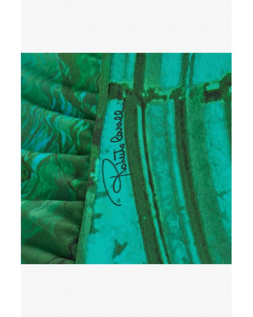 Roberto Cavalli Green Malachite Print Midi Dress