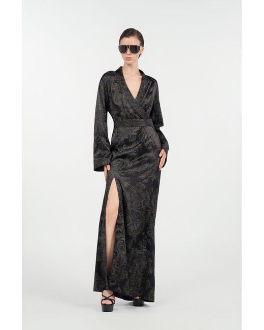 Roberto Cavalli Black Ornamental Silk Kimono Dress
