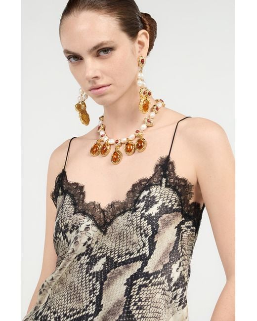 Haut En Soie À Imprimé Python Roberto Cavalli en coloris White