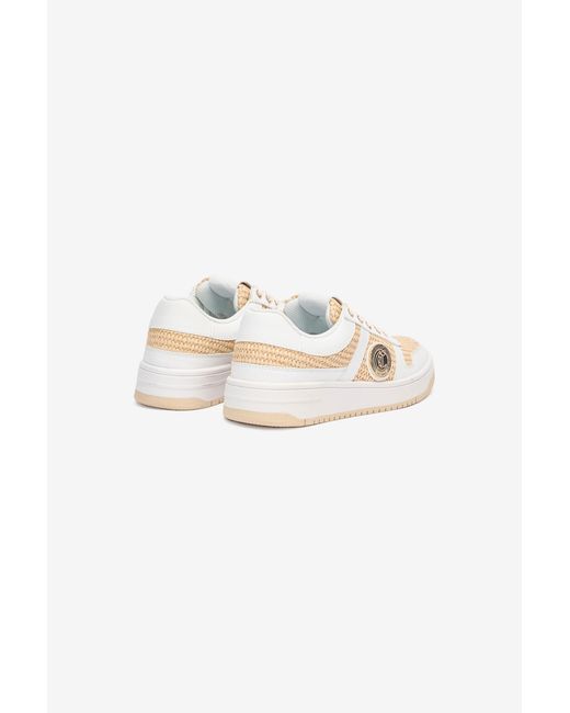 Roberto Cavalli White Braided Rafia-Effect Sneakers