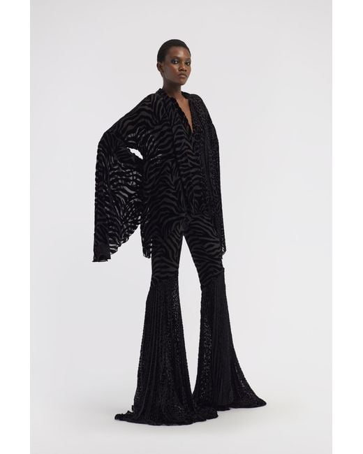 Roberto Cavalli Black Ray Of Print Velvet Pants