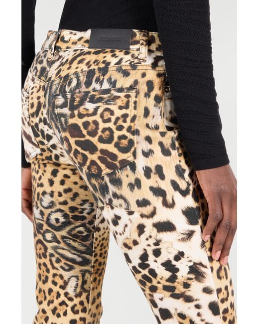Pantalon À Imprimé Jaguar Skin Roberto Cavalli en coloris Metallic