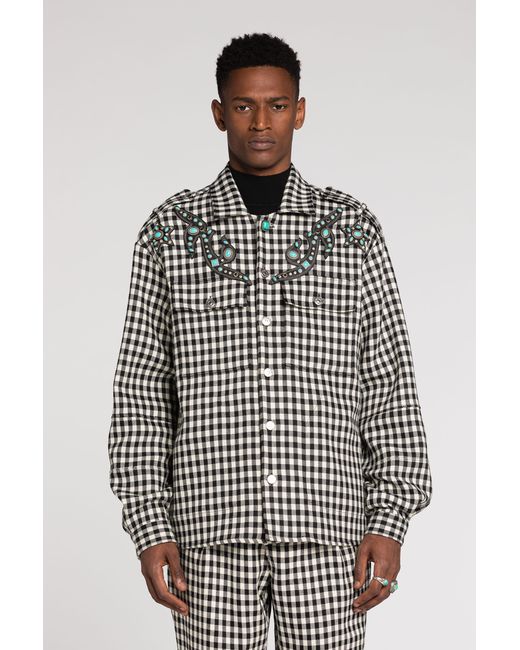 Roberto Cavalli Black Embellished Gingham Jacket for men