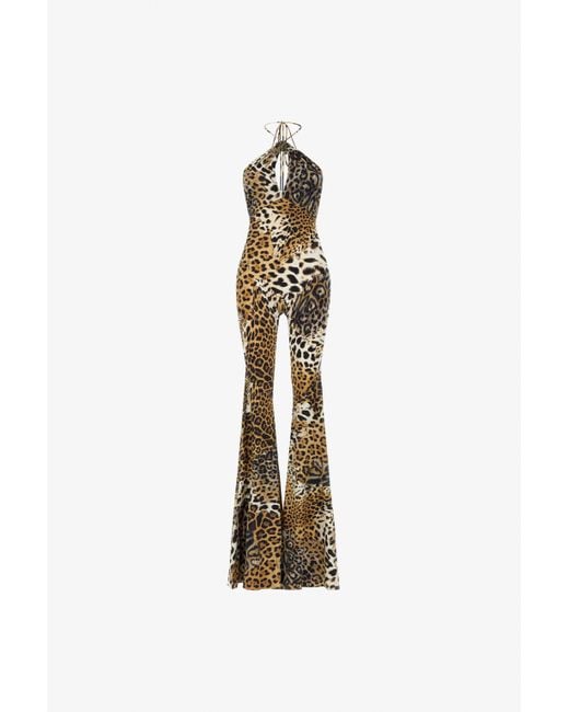Roberto Cavalli White Jumpsuit With Jaguar Skin Print