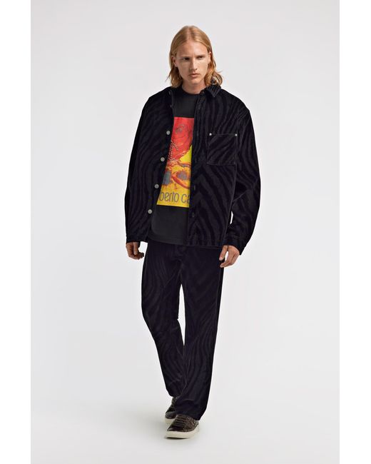 Roberto Cavalli Blue Printed Jeans for men