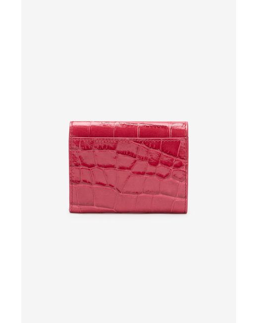 Roberto Cavalli Red Crocodile-Effect Square Card Holder