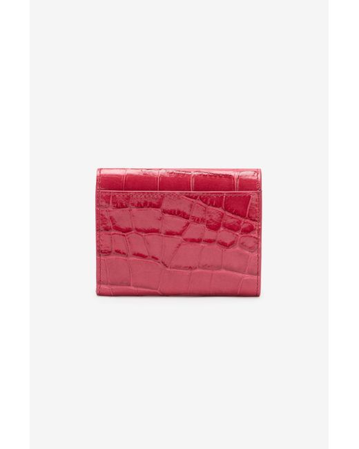 Roberto Cavalli Red Crocodile-Effect Square Card Holder