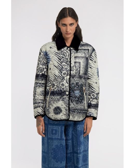 Roberto Cavalli Blue Bandana Printed Jacket