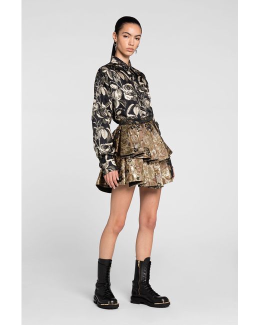 Roberto Cavalli Natural Floral-Brocade Mini Skirt