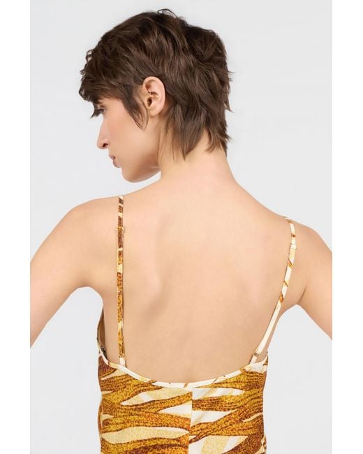 Roberto Cavalli Metallic Golden Palm Print Dress