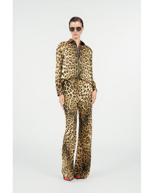 Roberto Cavalli Multicolor Leopard Print Palazzo Pants