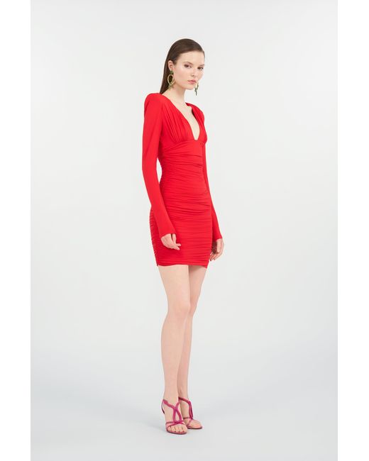 Roberto Cavalli Red Draped Mini Dress
