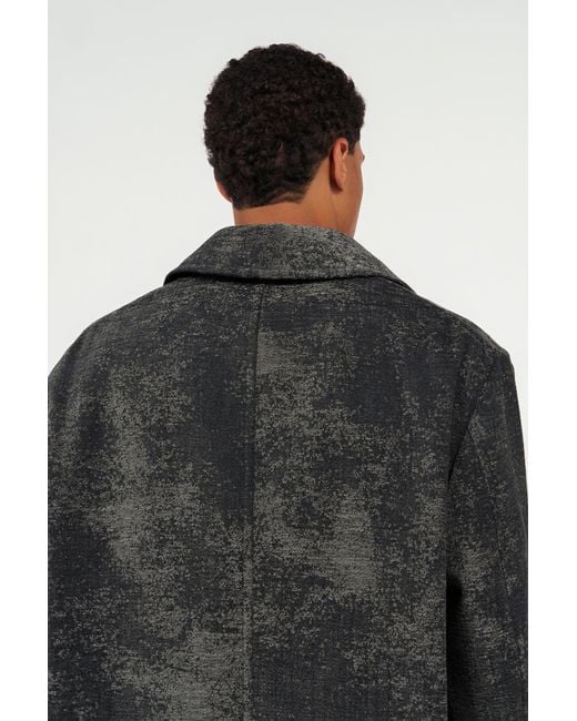 Roberto Cavalli Black Double-Breasted Coat With Distressed Effect for men