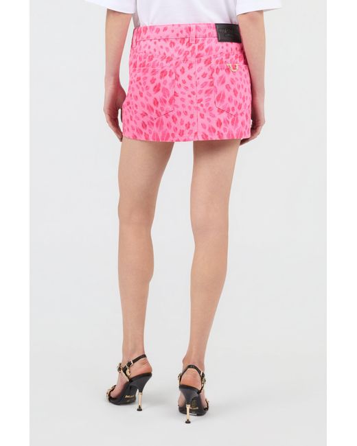 Roberto Cavalli Pink The Jaguar Kiss Print Mini Skirt