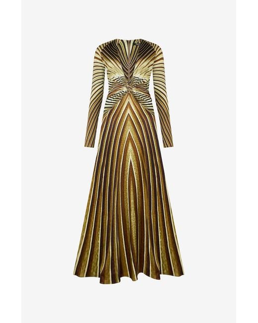 Roberto Cavalli Multicolor Extra-Long Dress With Iside Print