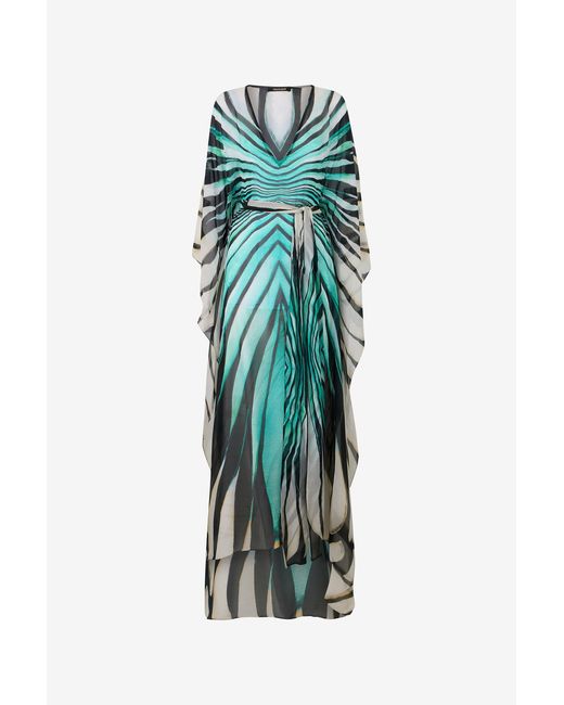 Roberto Cavalli Green Ray Of Sea Print Kaftan
