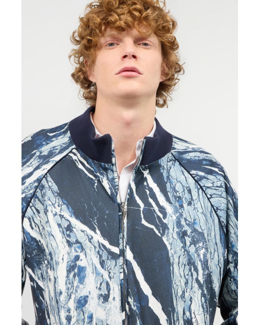 Roberto Cavalli Blue Sweatshirt With Zip And Rubane Print for men