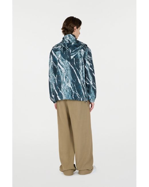 Roberto Cavalli Blue Marble-Print Bomber Jacket for men