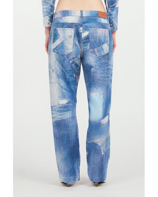 Roberto Cavalli Blue Patchwork Denim Jeans