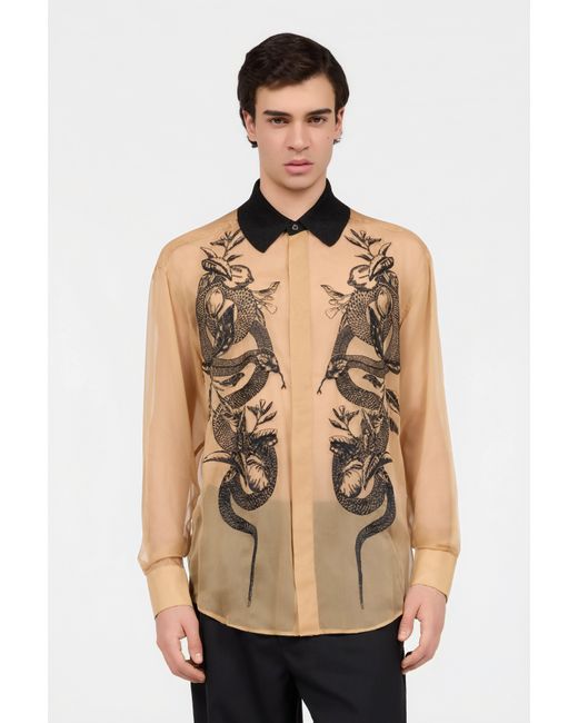 Roberto Cavalli Natural Shirt With Snakes for men