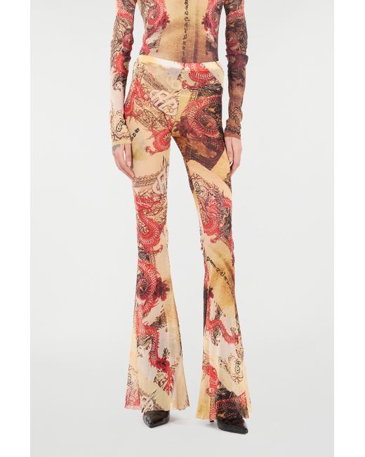 Roberto Cavalli White Pants With Oriental Print