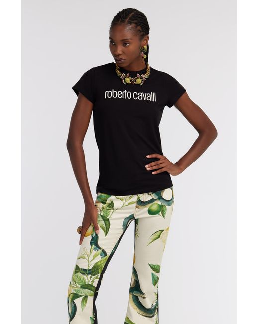 Roberto Cavalli Black Logo T-Shirt