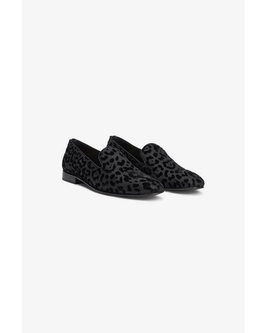 Roberto Cavalli Black Slippers With Jaguar Skin Print for men