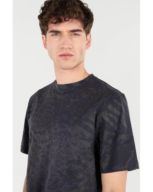 Roberto Cavalli Blue T-Shirt With Animal Print for men