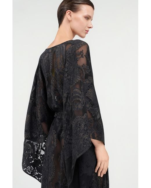 Roberto Cavalli Black Sheer Silk Kaftan