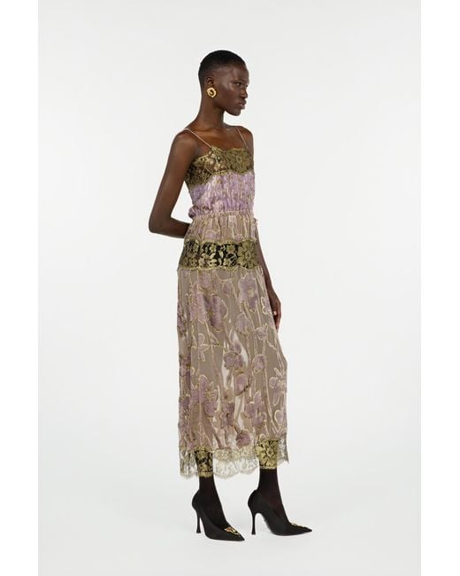 Roberto Cavalli White Nude And Lilac Dress With Floral Pattern